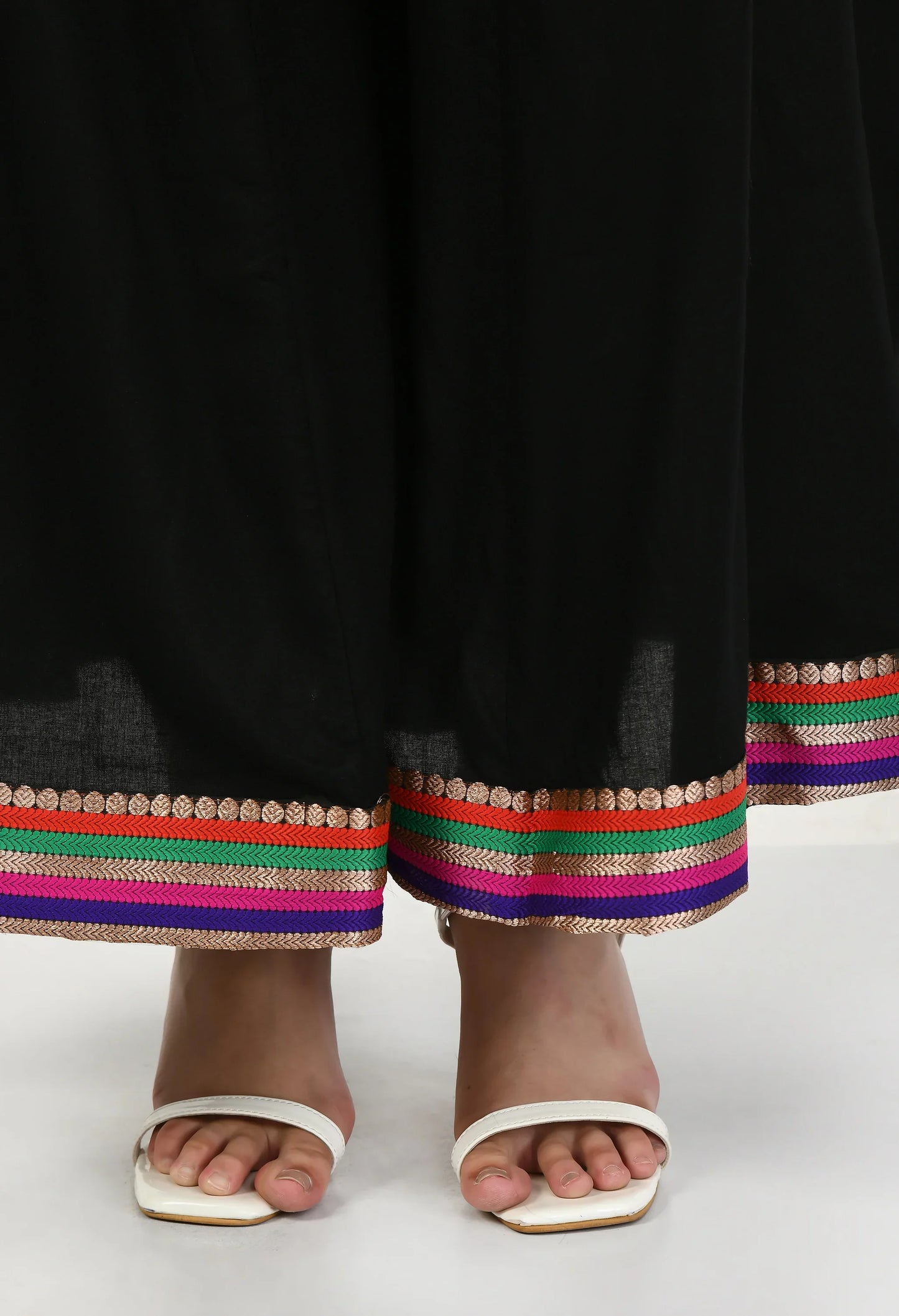 MAURYA Women's Black Solid Elasticated Loose Fit Lace Palazzo (MPL007)