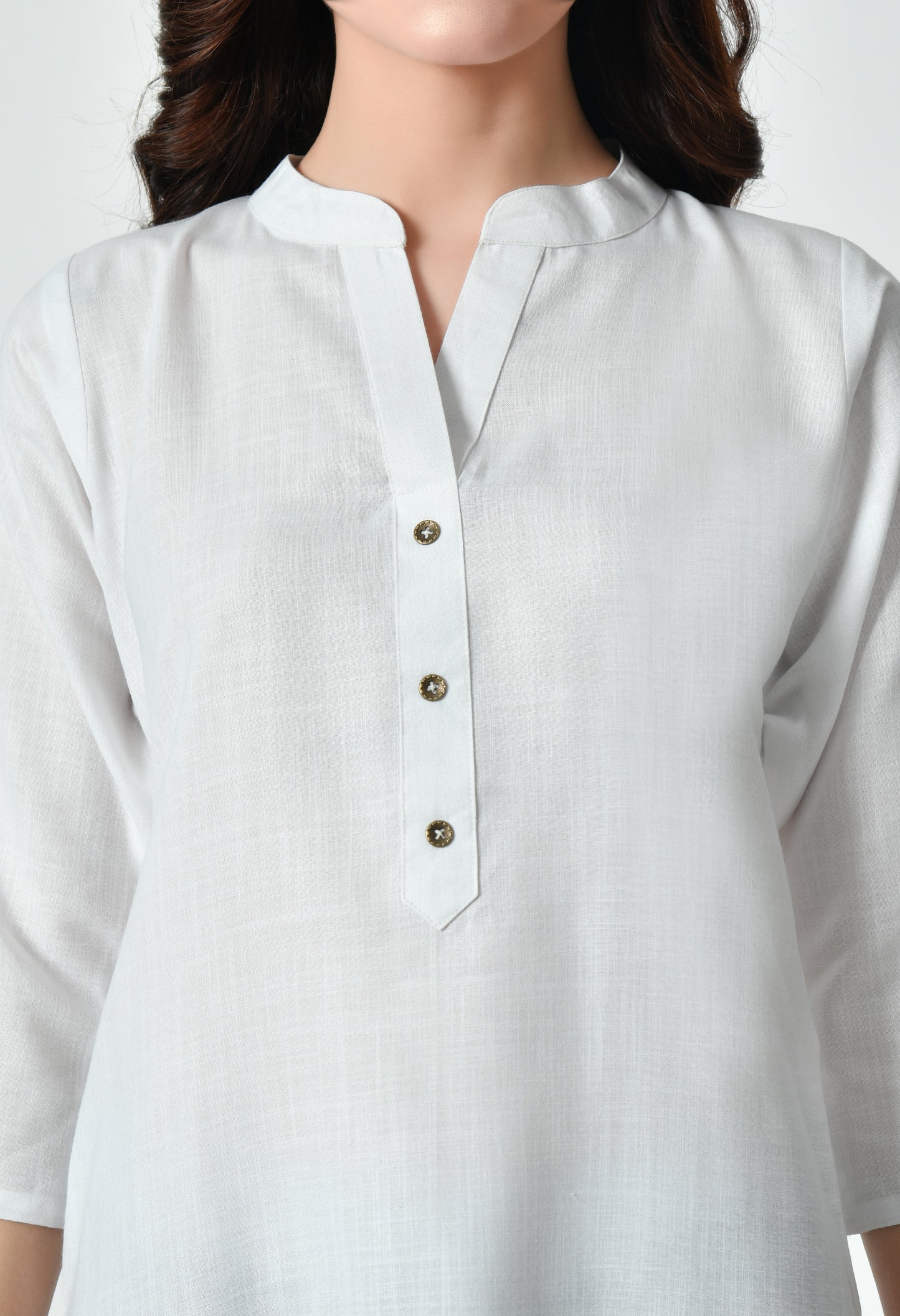 MAURYA Women's White Color Solid Cotton Blend Regular Straight Kurti (MKT132)