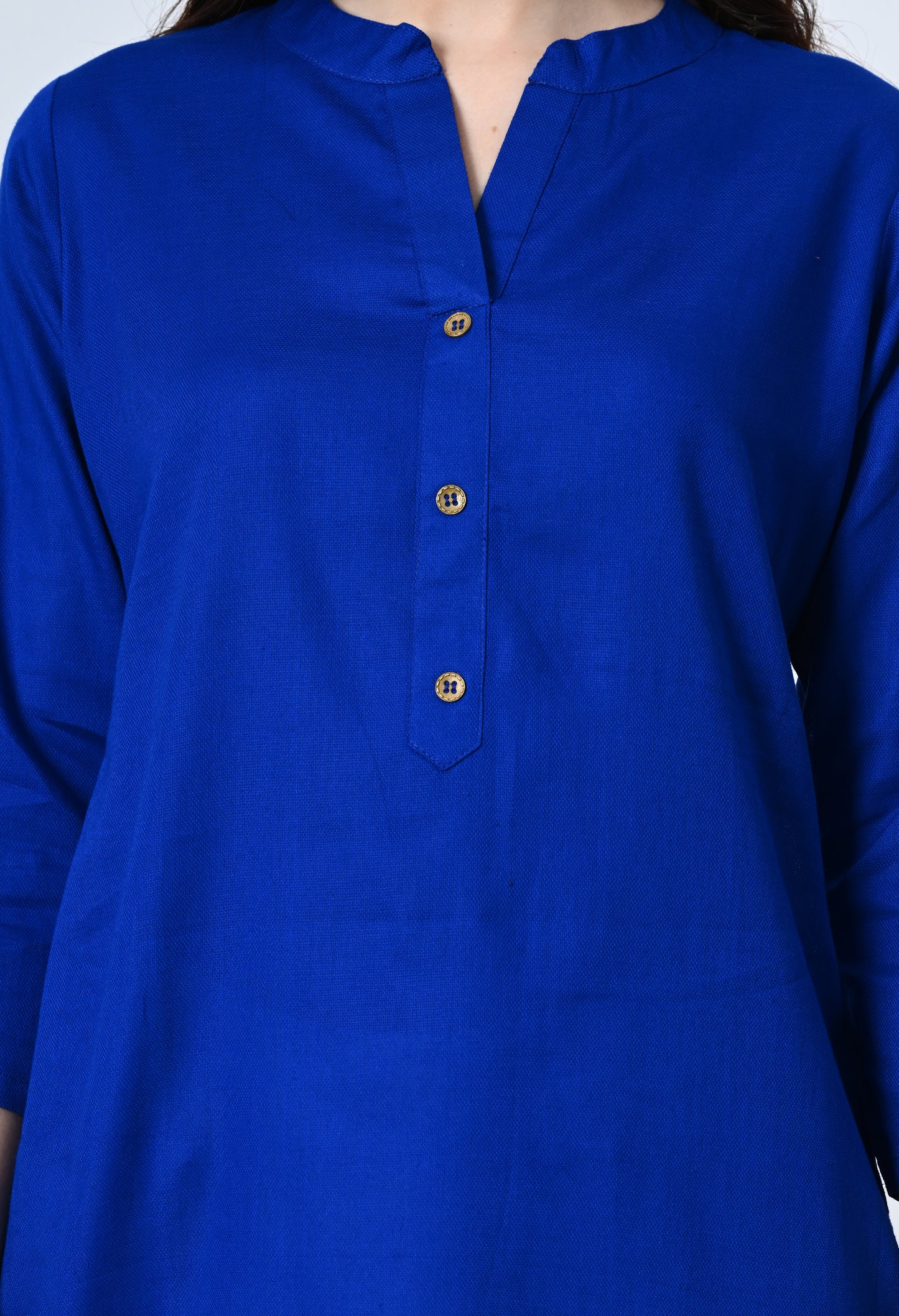 MAURYA Women's Royal Blue Color Solid Cotton Blend Regular Straight Kurti (MKT135)