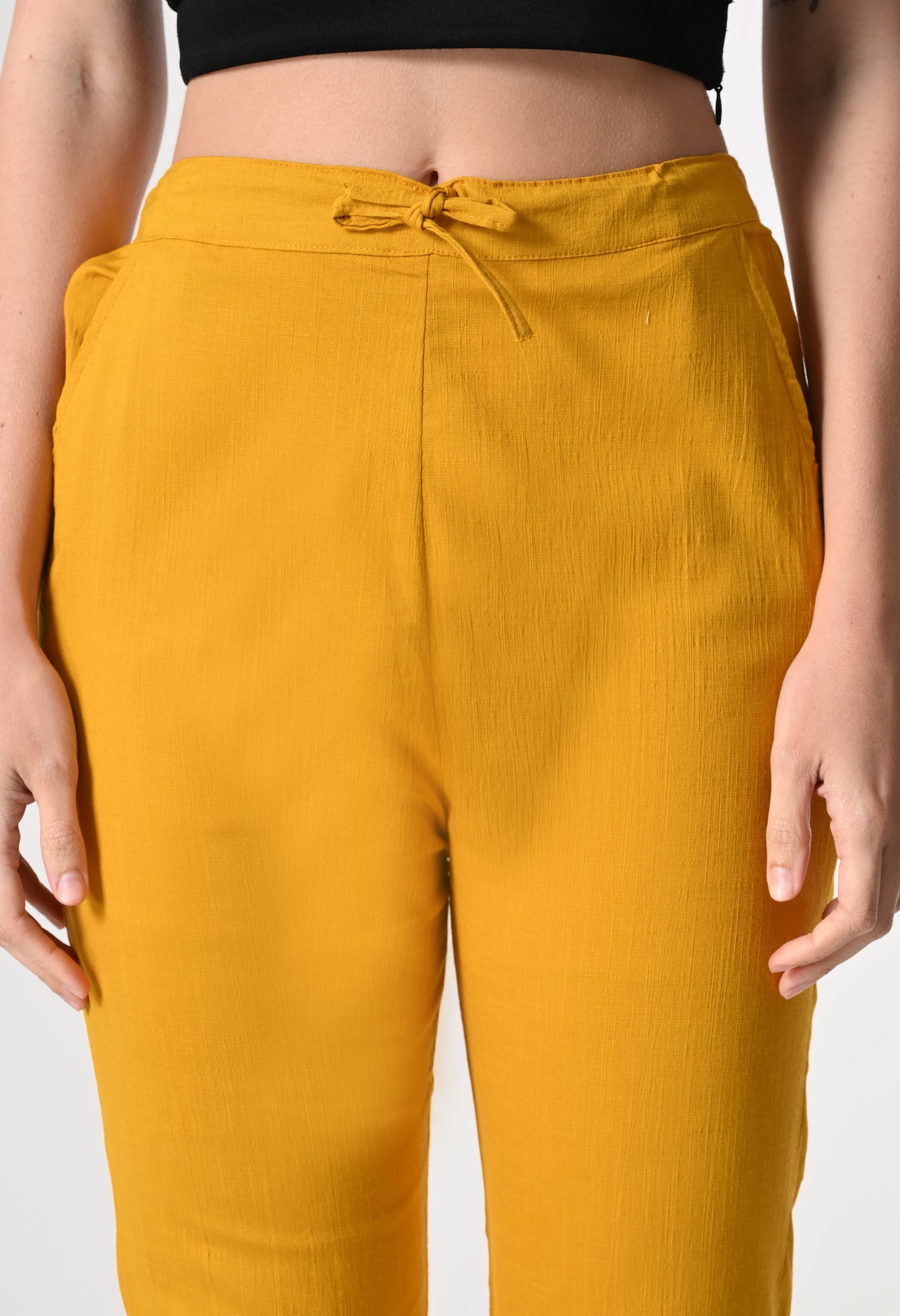 MAURYA Women's Mustard Solid Lycra Pant with 2 Side Pockets (MPT025)