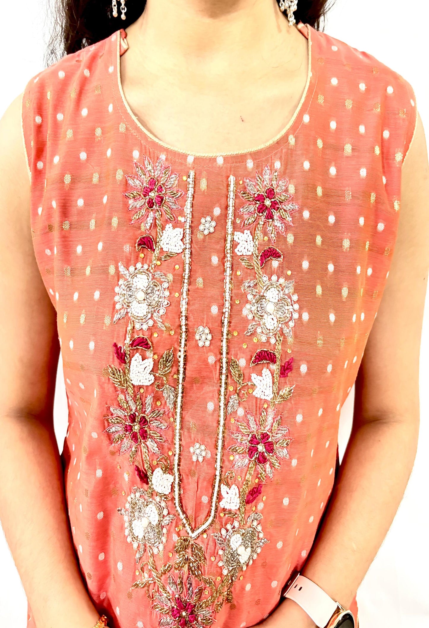 MAURYA Women Gajri Printed Viscose Chanderi Kurta Set with Dupatta (WMKS021)