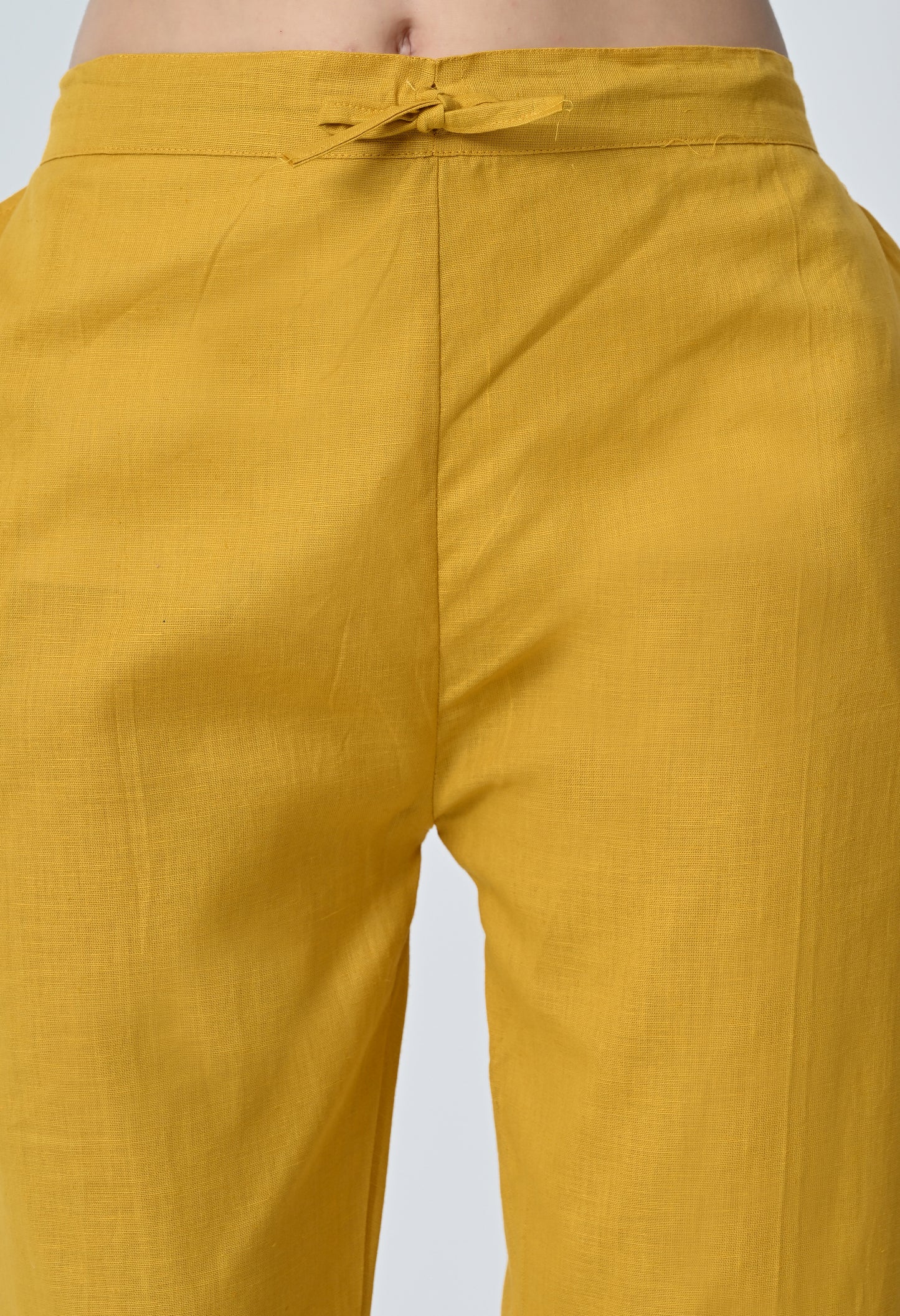 MAURYA Women's Mustard Solid 100% Cotton Pant with 2 Side Pockets (MPT018)