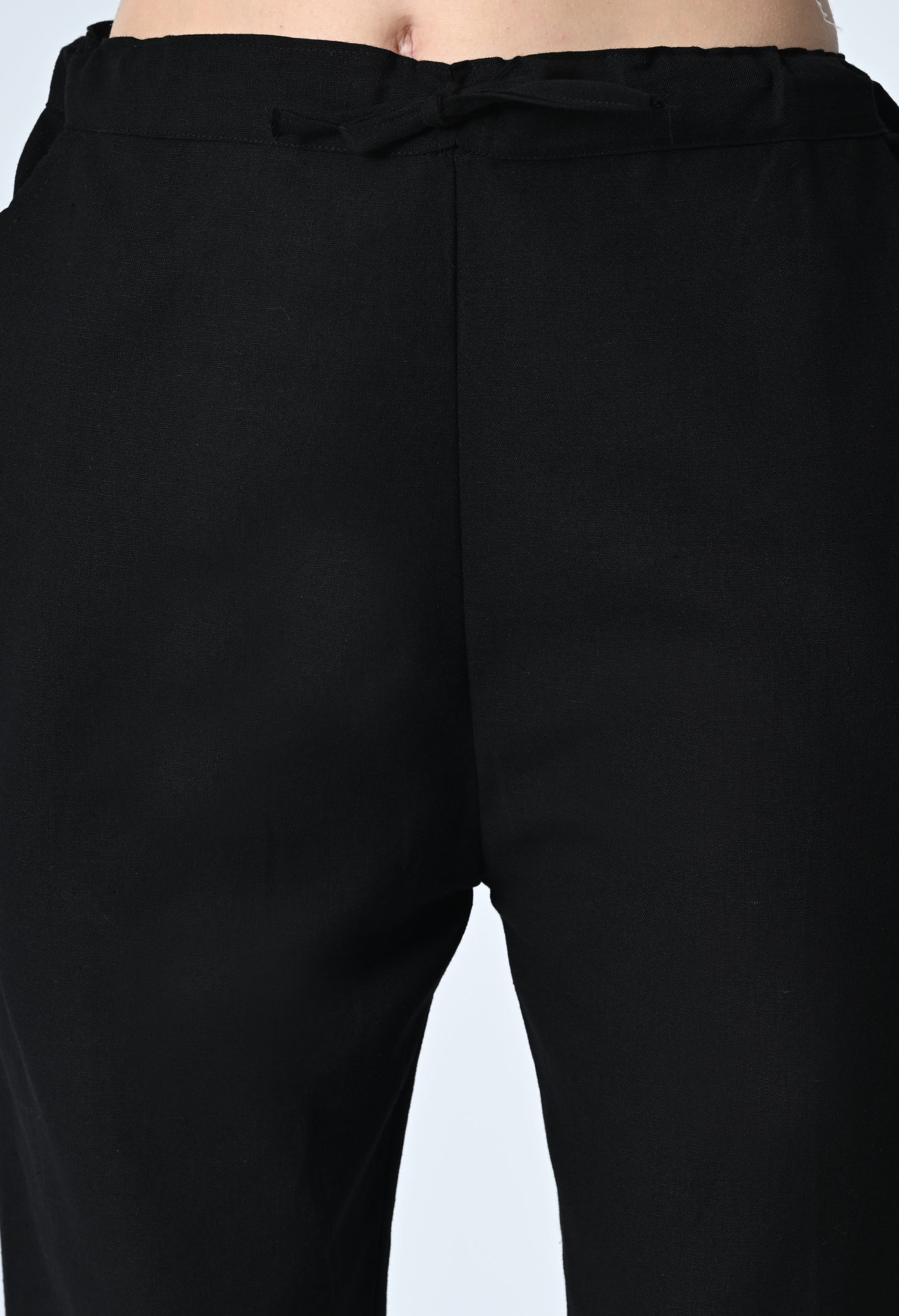MAURYA Women's Black Solid 100% Cotton Pant with 2 Side Pockets (MPT013)
