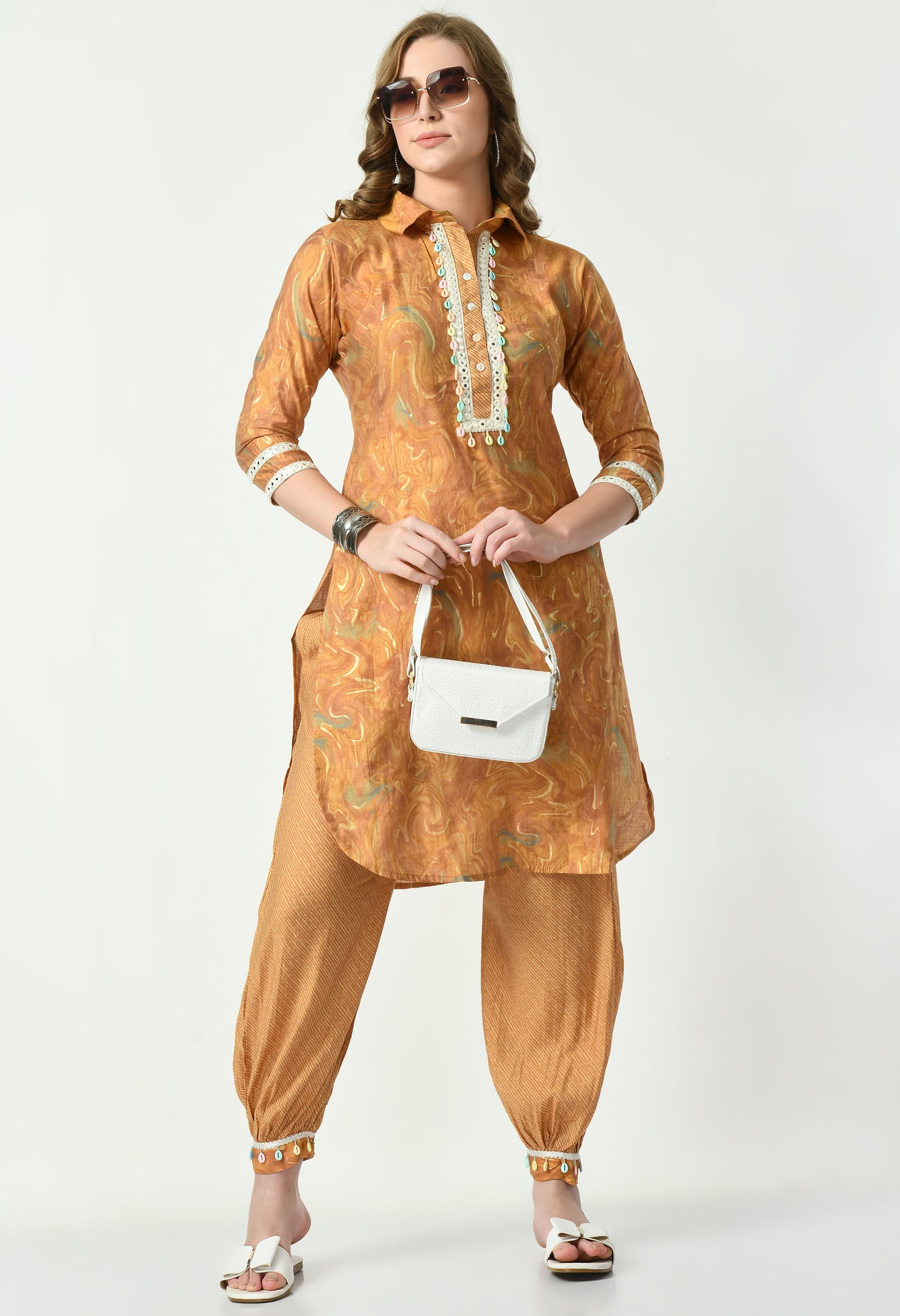 MAURYA Women’s Muslin Pathani Co-Ord Set with Yoke Design