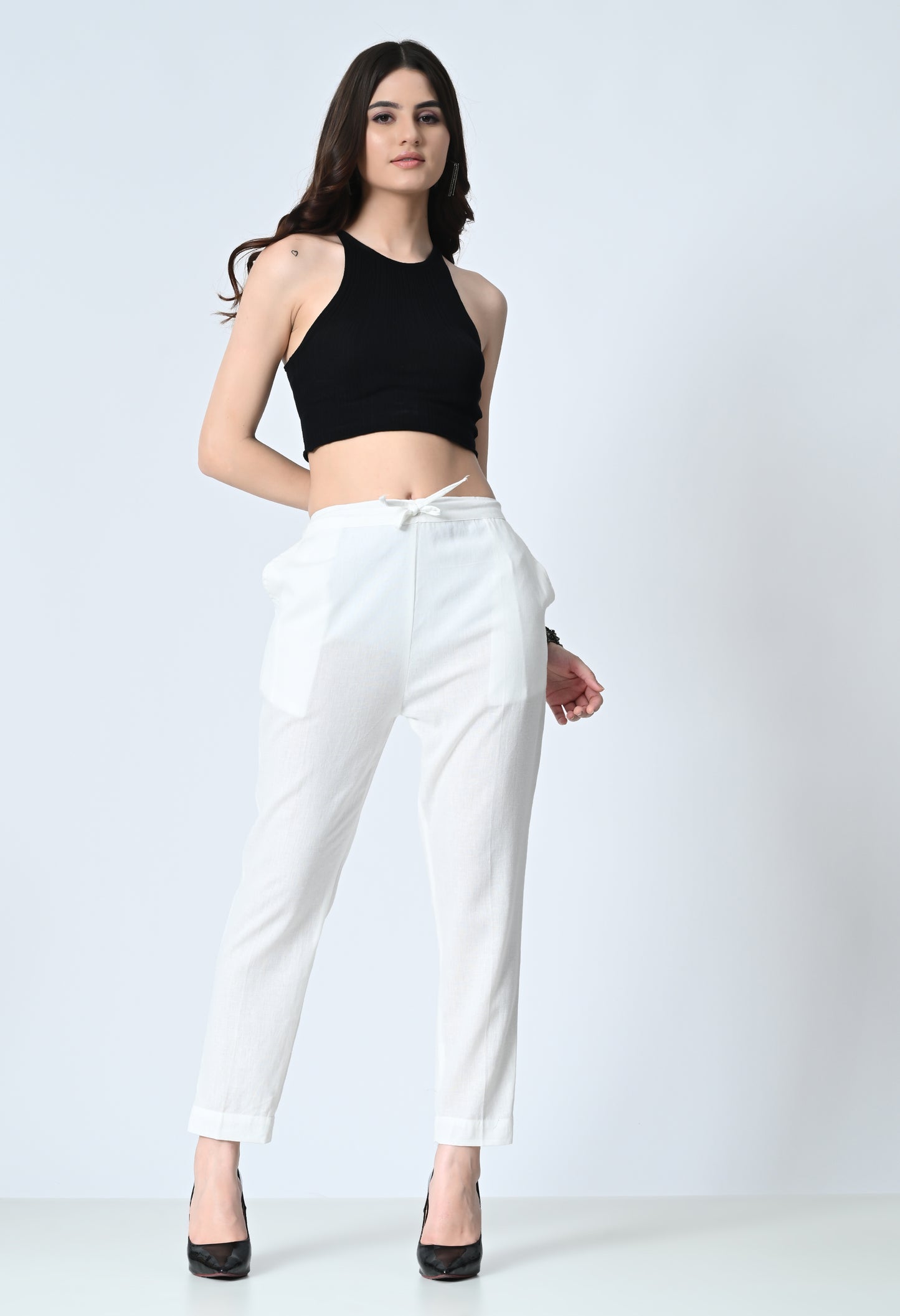 MAURYA Women’s Cotton Straight Fit Pants with Side Pockets