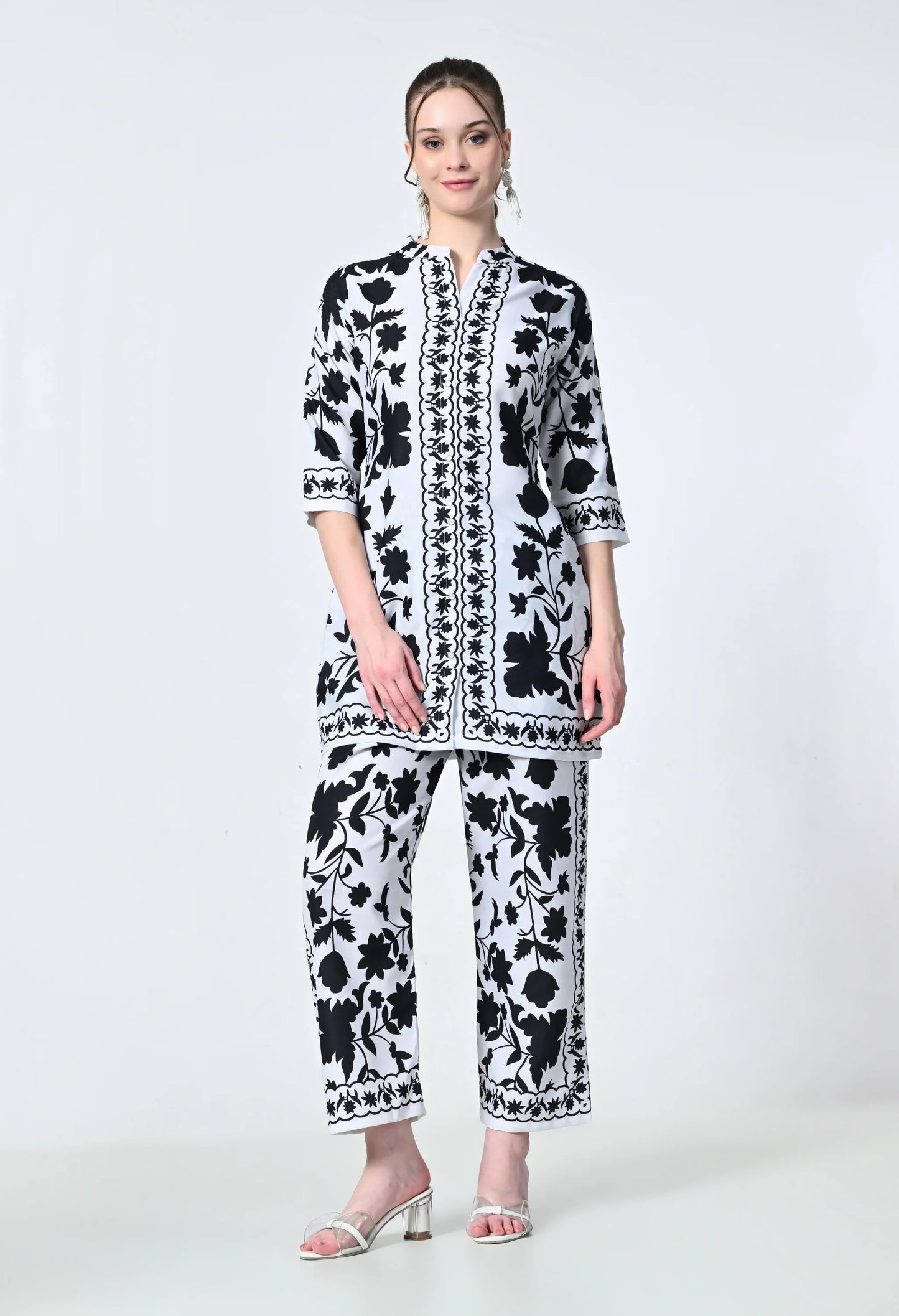 MAURYA Women's Linen Printed Black Stylish Co-ord Set (MCS065)