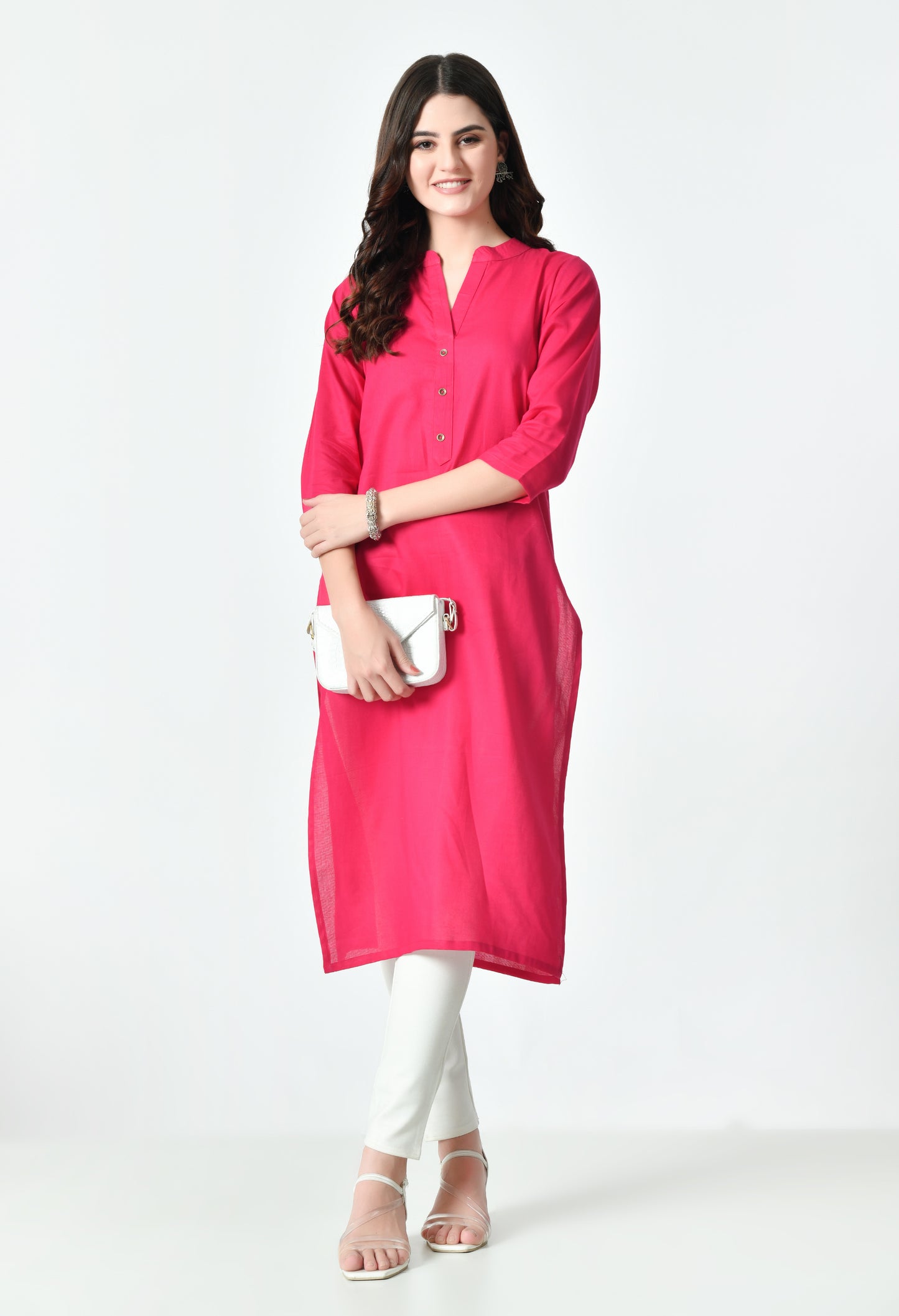 MAURYA Women's Rani Color Solid Cotton Blend Regular Straight Kurti (MKT124)