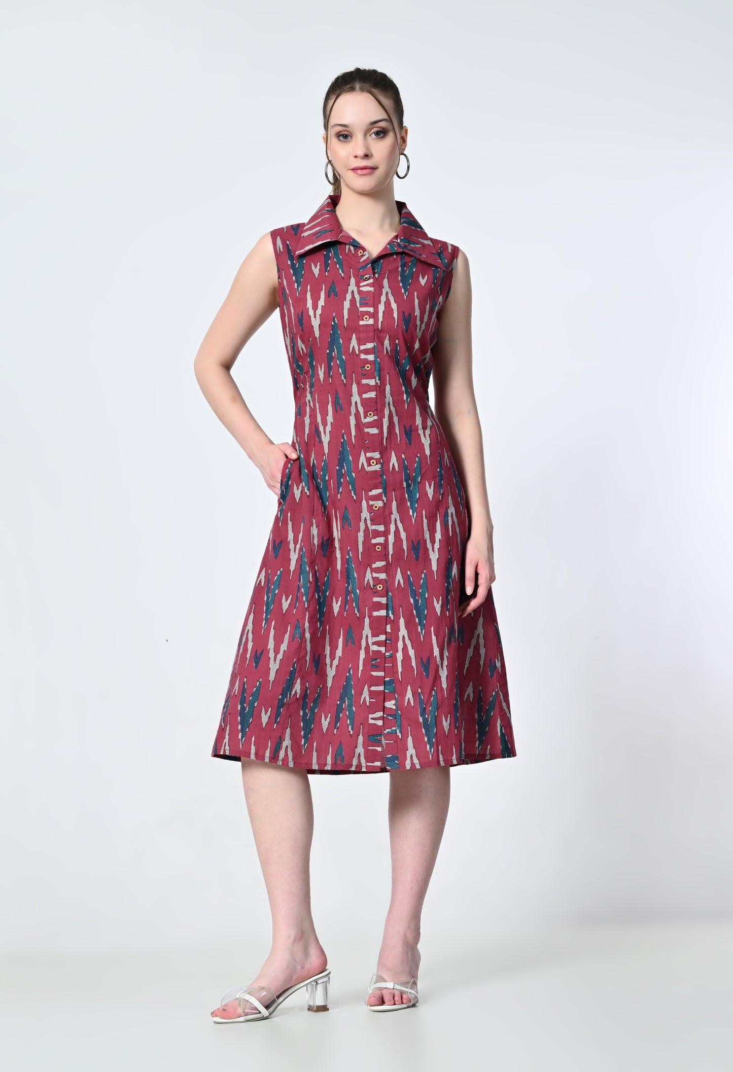 MAURYA Women's Pink 100% Cotton Western Dress (MDR024)