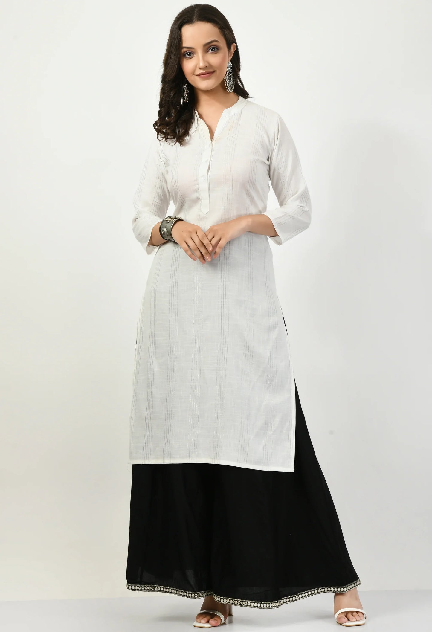 MAURYA Women's Black Solid Elasticated Loose Fit Lace Palazzo (MPL005)