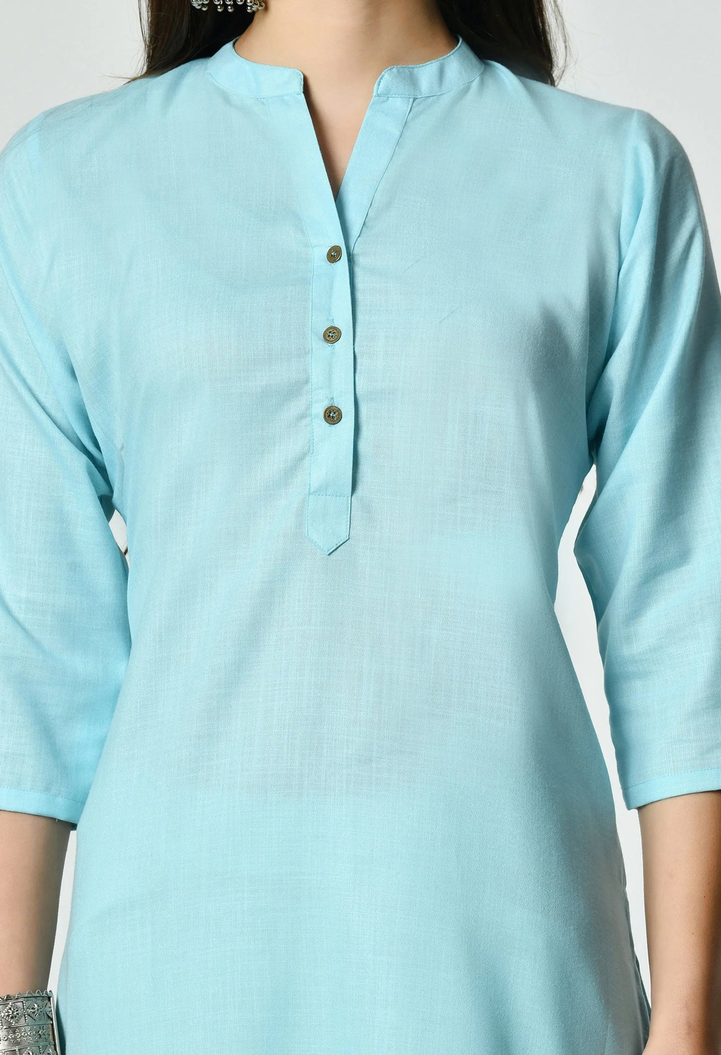 MAURYA Women's Rama Colour Solid Straight Cotton Kurti (MKT148)