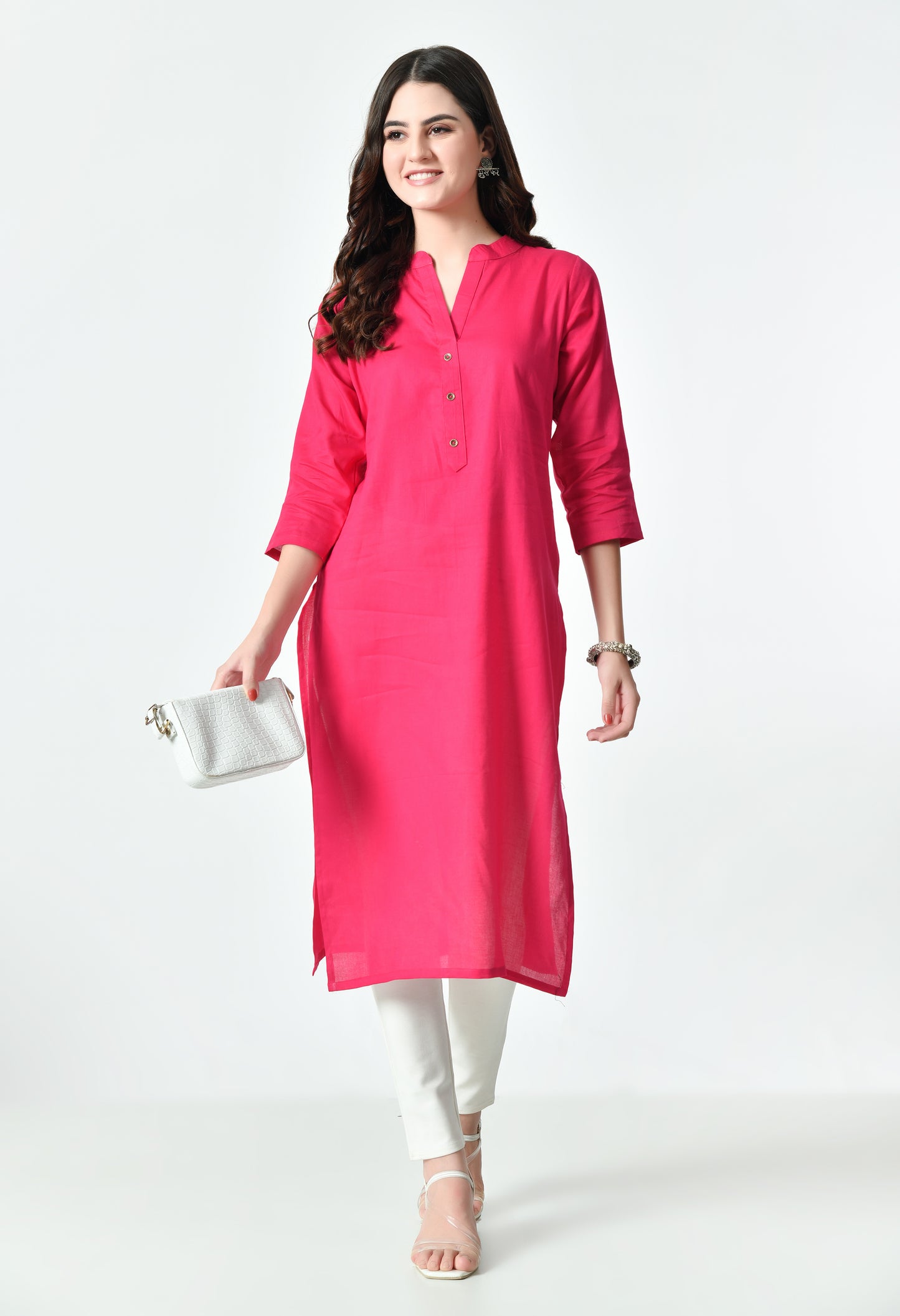 MAURYA Women's Rani Color Solid Cotton Blend Regular Straight Kurti (MKT124)