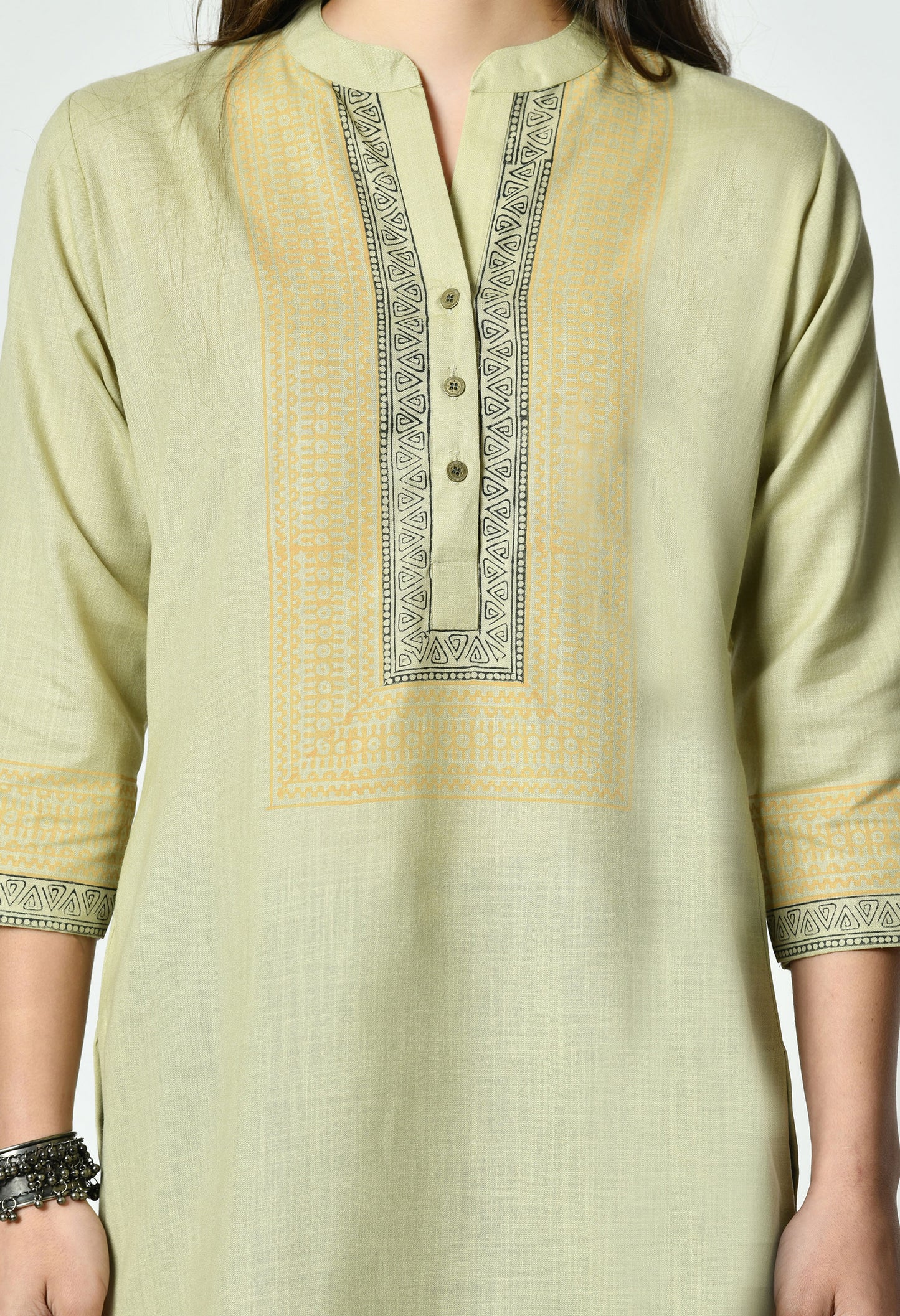 MAURYA Women's Khaki Colour Printed Straight Cotton Kurti (MKT154)