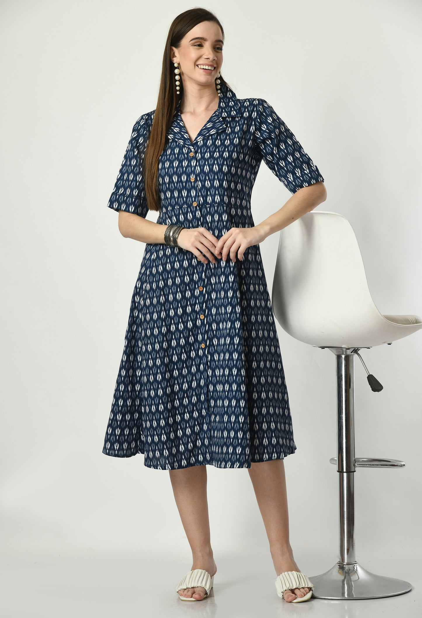 MUARYA Women’s Cotton Blend A-Line Long Dress for Casual & Festive Wear