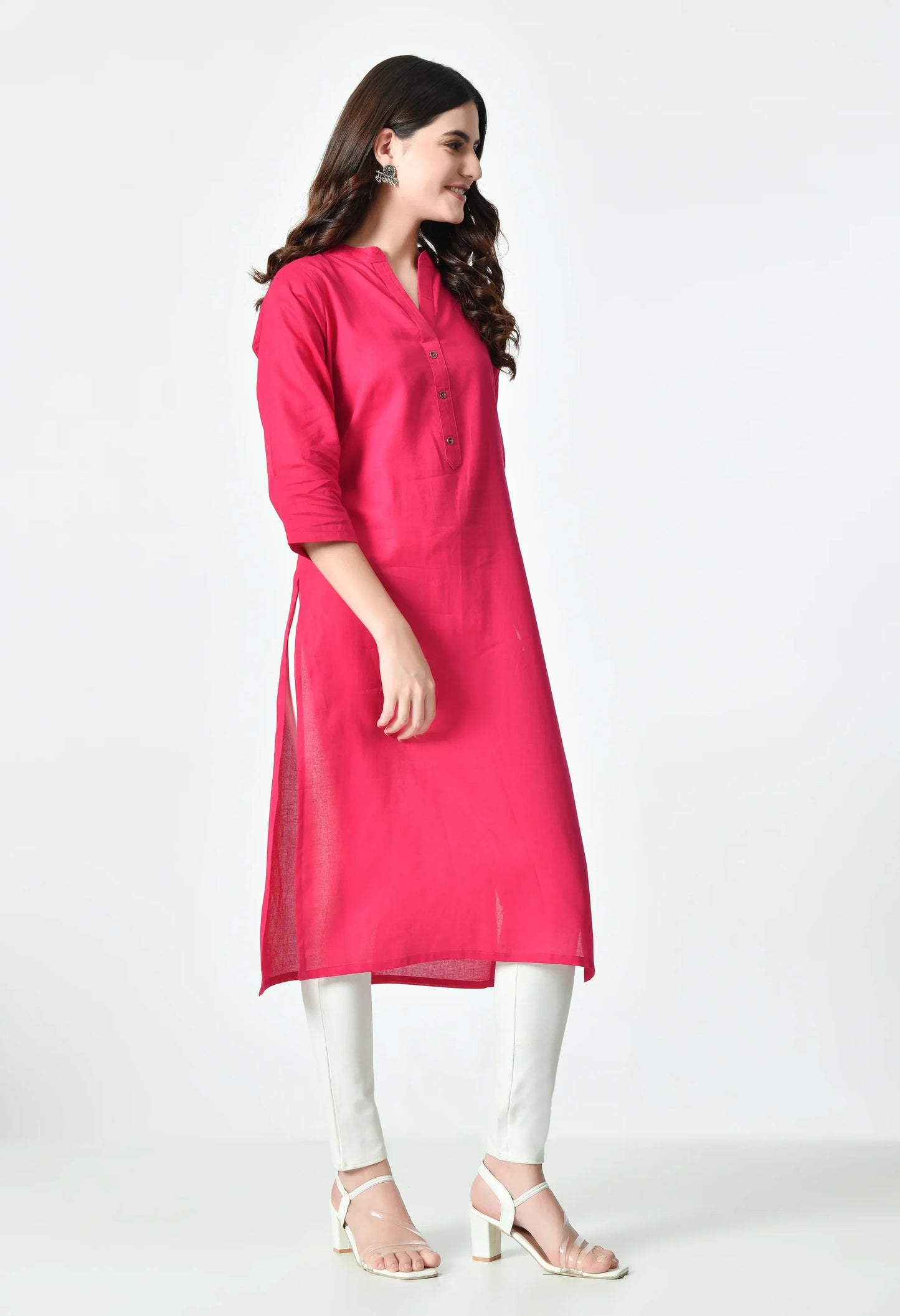 MAURYA Women's Rani Color Solid Cotton Blend Regular Straight Kurti (MKT124)