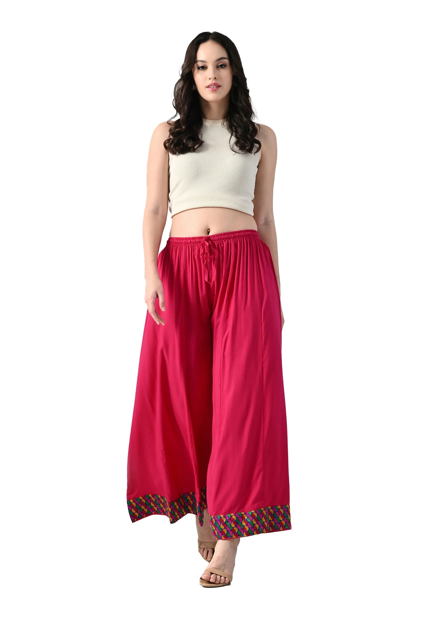 MAURYA Women's and Girls Rani Rayon Regular Flared Palazzo (MPL036)