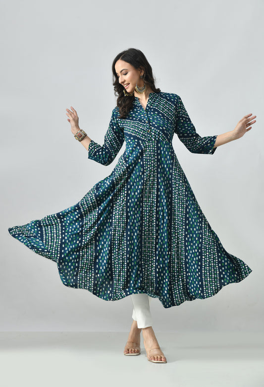 MAURYA Rayon Printed A-Line Dress for Women