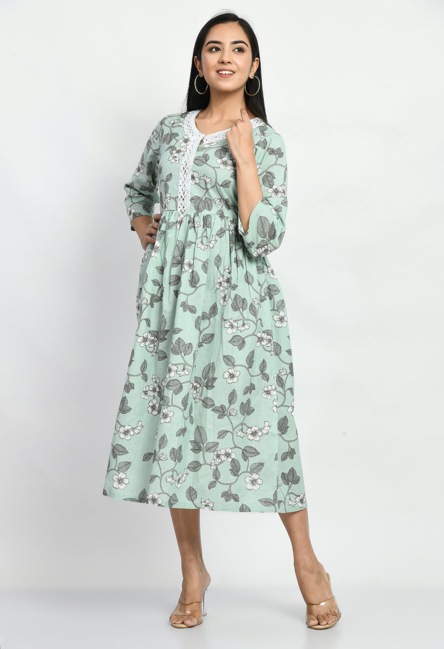 MAURYA Women’s Classic Cotton Blend A-Line Dress for Everyday Wear