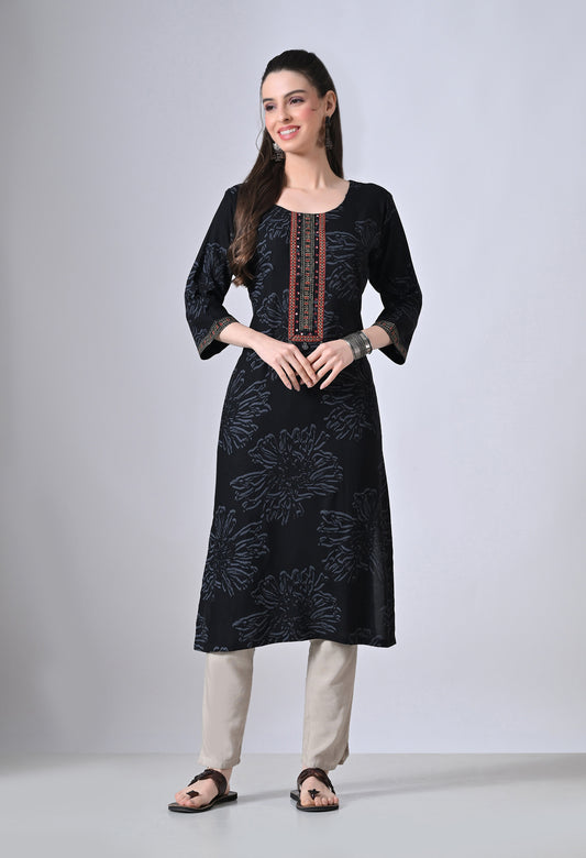 MAURYA Women's Rayon Floral Print Kurti