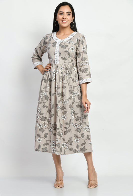 MAURYA Women’s Classic Cotton Blend A-Line Dress for Everyday Wear