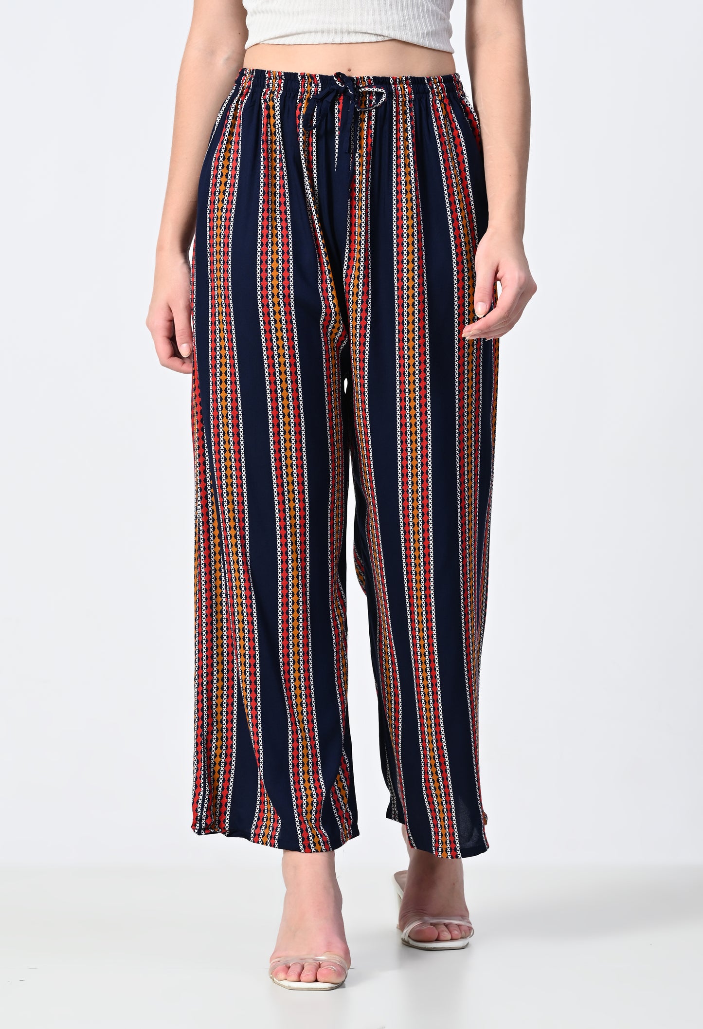 MAURYA Women Striped Rayon Palazzo with Elastic Waist