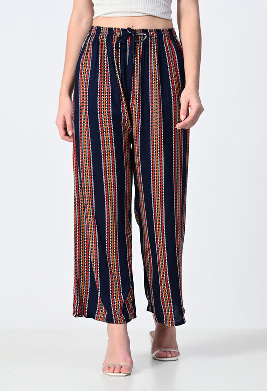 MAURYA Women Striped Rayon Palazzo with Elastic Waist