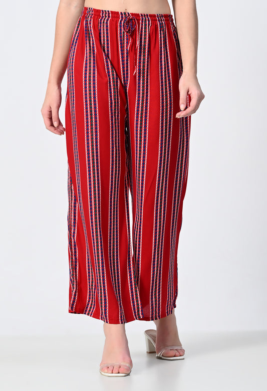 MAURYA Women Striped Rayon Palazzo with Elastic Waist