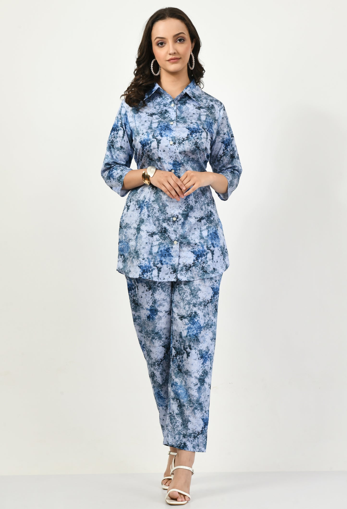 MAURYA Women’s Rayon Printed Co-Ord Set | Shirt Top & Pants