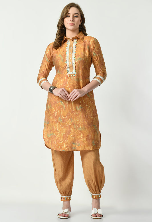 MAURYA Women’s Muslin Pathani Co-Ord Set with Yoke Design