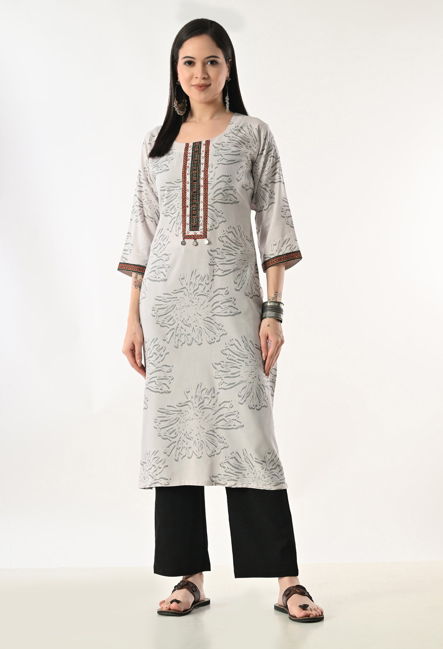 MAURYA Women's Rayon Floral Print Kurti