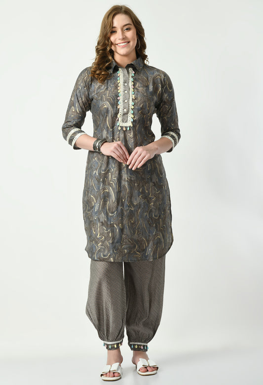 MAURYA Women’s Muslin Pathani Co-Ord Set with Yoke Design