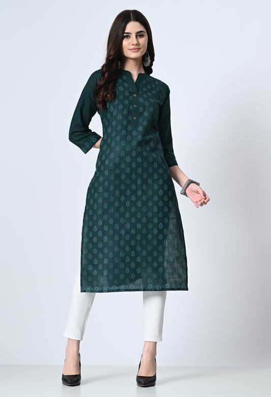 MAURYA Women's Cotton Blend Block Print Kurti