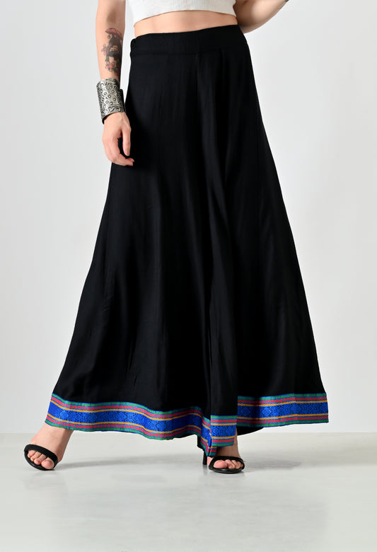 MAURYA Women Solid Rayon Palazzo with Elastic Waist & Lace Hem