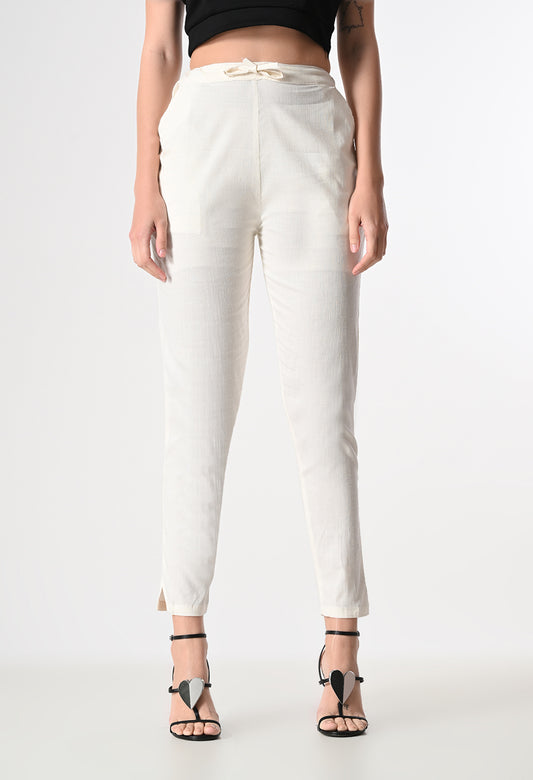 MAURYA Women’s Lycra Straight Fit Pants with Drawstring Waist