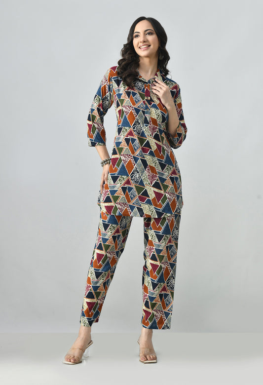 MAURYA Women’s Latest Printed Rayon Co-Ord Set with Stylish Top & Pant Set