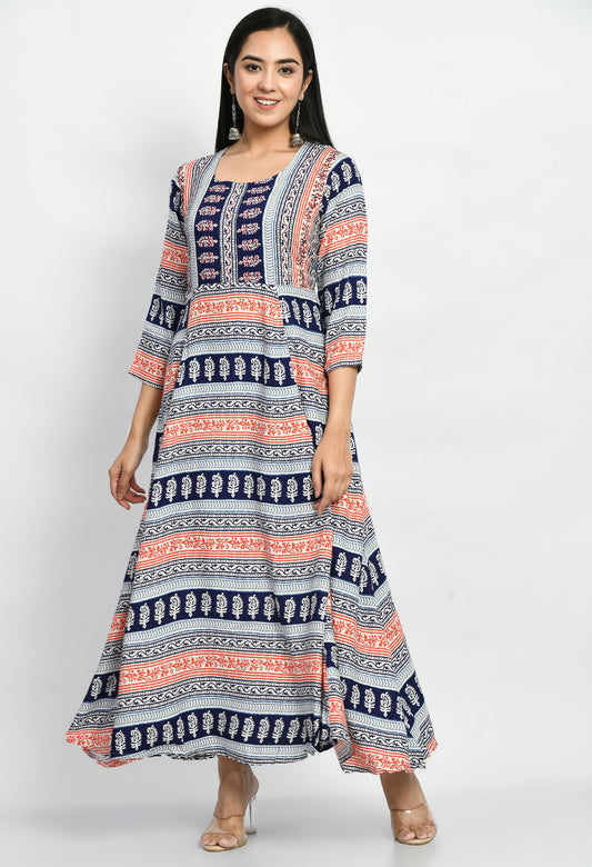 MAURYA Women’s Rayon A-Line Long Dress