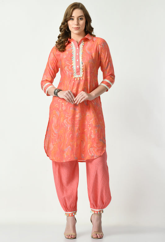 MAURYA Women’s Muslin Pathani Co-Ord Set with Yoke Design