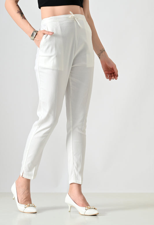 MAURYA Women’s Lycra Straight Fit Pants with Drawstring Waist