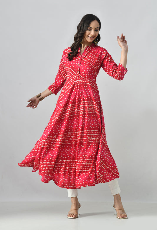 MAURYA Rayon Printed A-Line Dress for Women