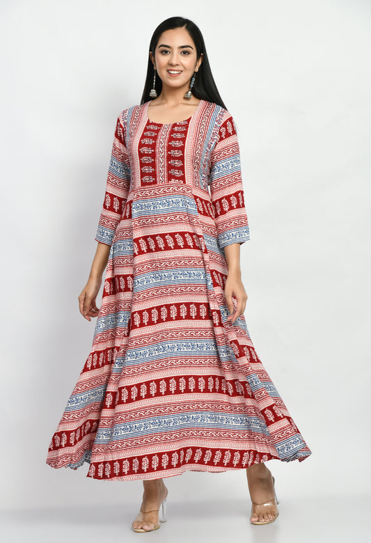 MAURYA Women’s Rayon A-Line Long Dress