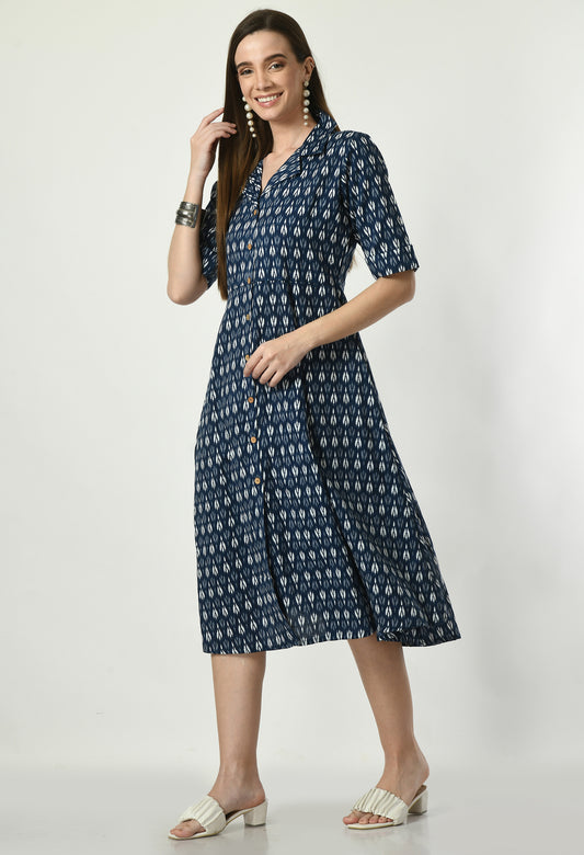 MUARYA Women’s Cotton Blend A-Line Long Dress for Casual & Festive Wear