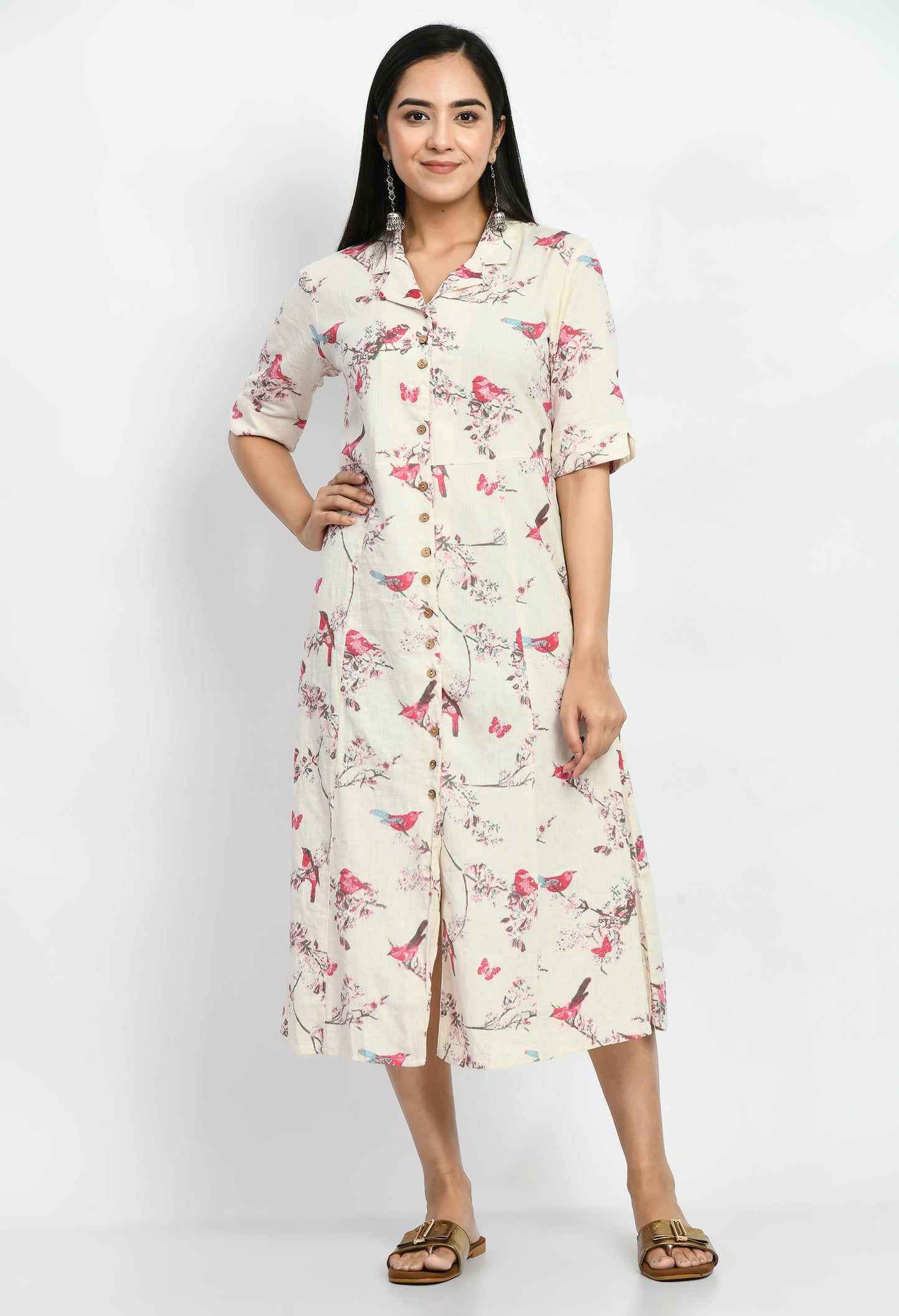 MAURYA Women’s Classic Cotton Blend A-Line Dress for Everyday Wear