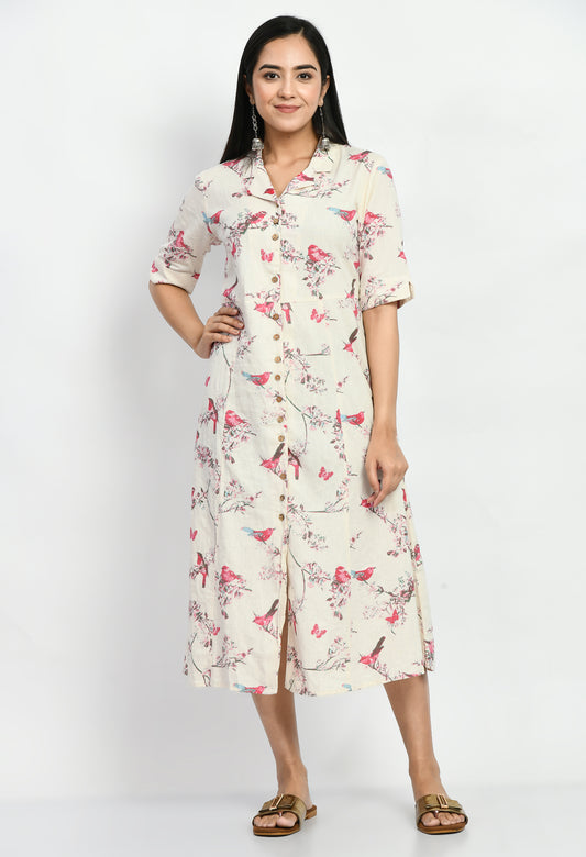 MAURYA Women’s Classic Cotton Blend A-Line Dress for Everyday Wear