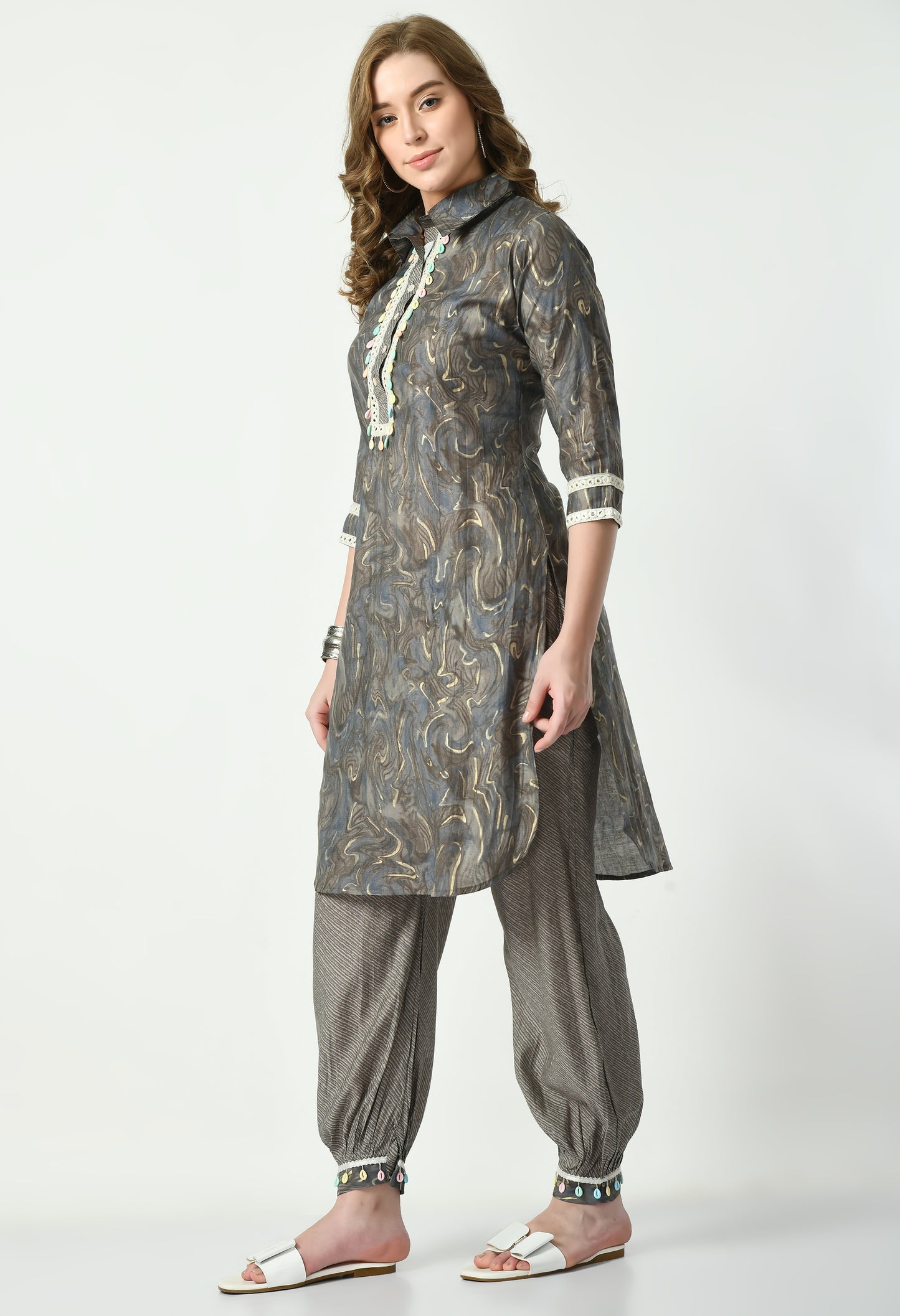 MAURYA Women’s Muslin Pathani Co-Ord Set with Yoke Design