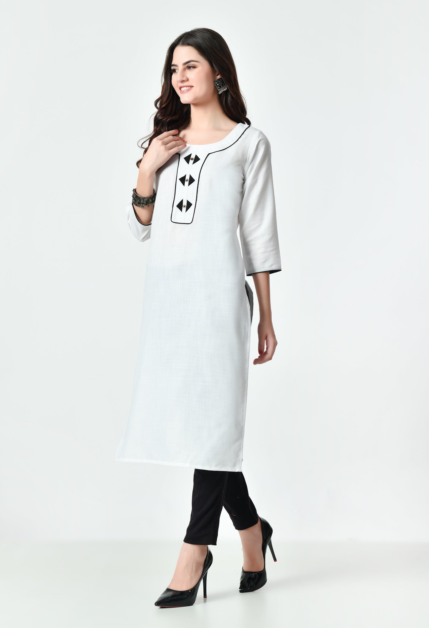 MAURYA Women's Cotton Blend Stylish Yoke Kurti