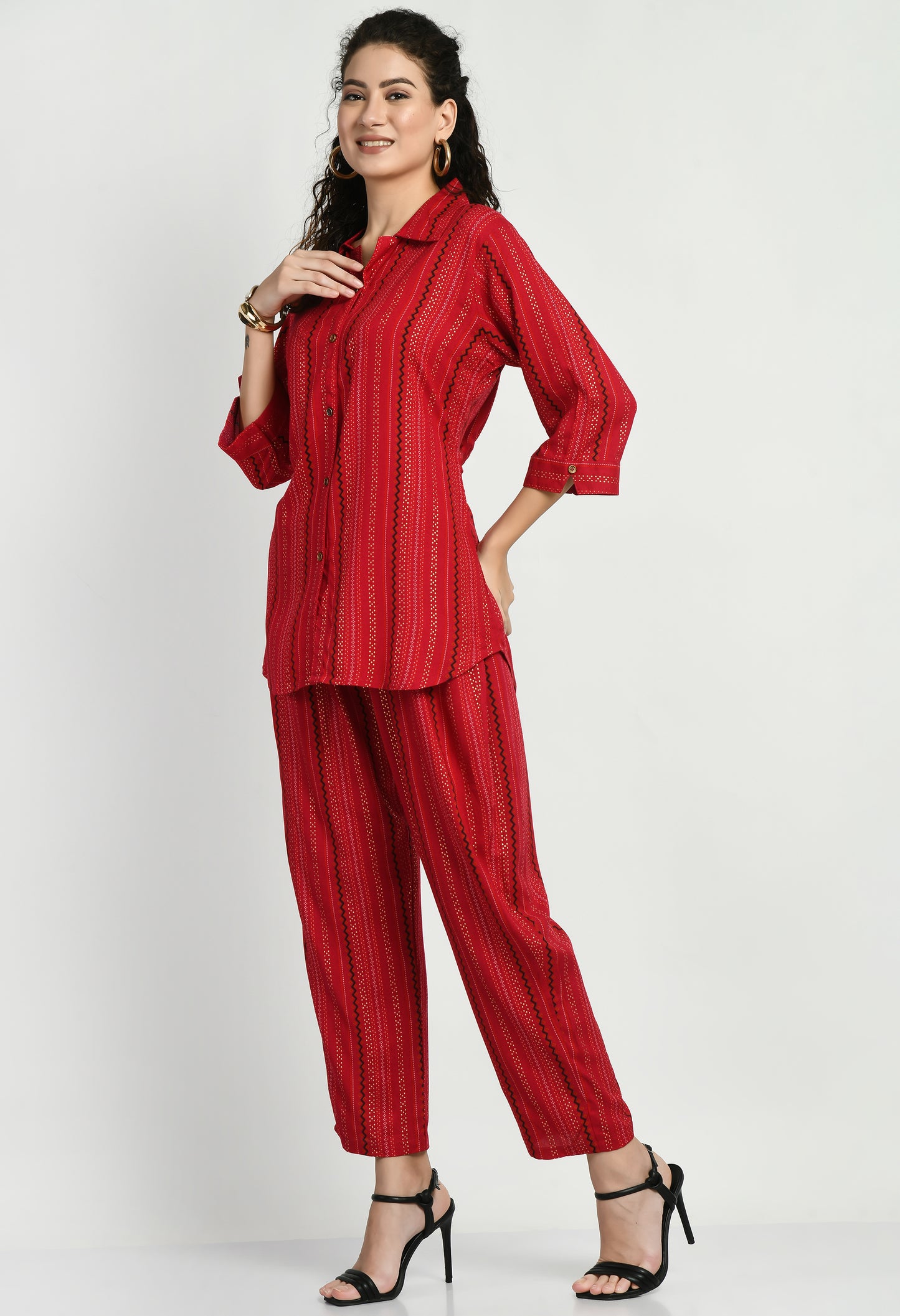 MAURYA Women’s Rayon Printed Co-Ord Set | Shirt Top & Pants