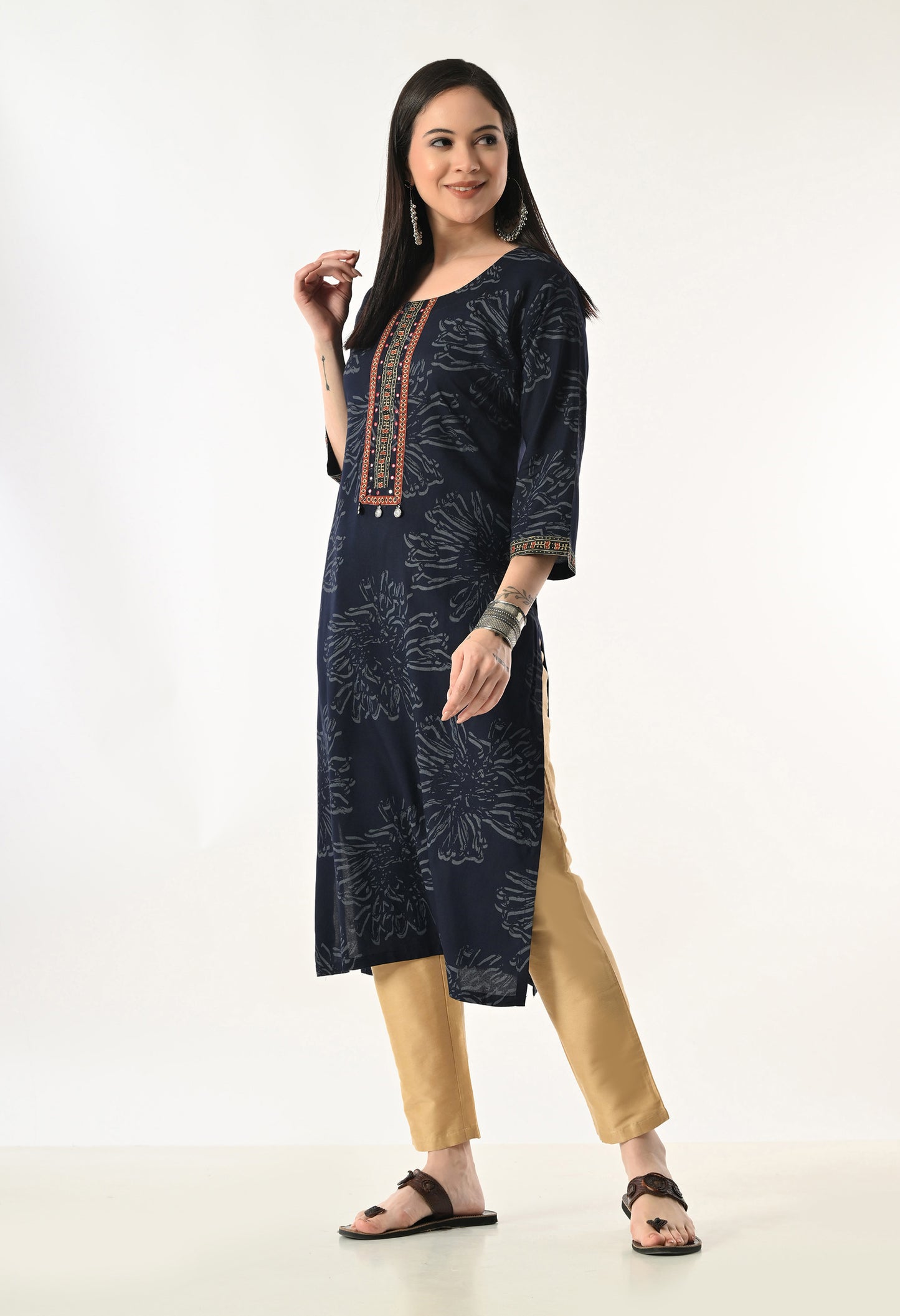 MAURYA Women's Rayon Floral Print Kurti