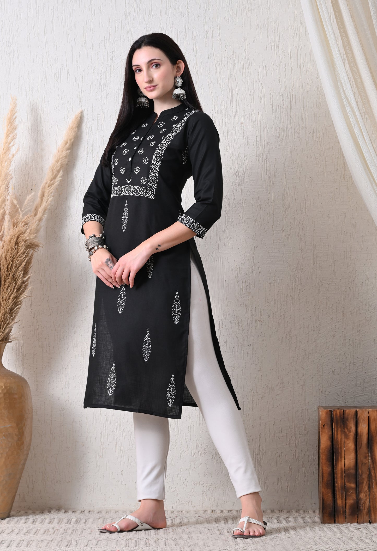 MAURYA Women's Cotton Blend Block Print Kurti