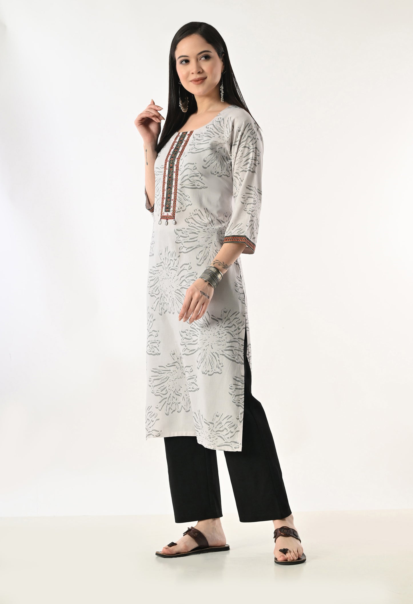 MAURYA Women's Rayon Floral Print Kurti