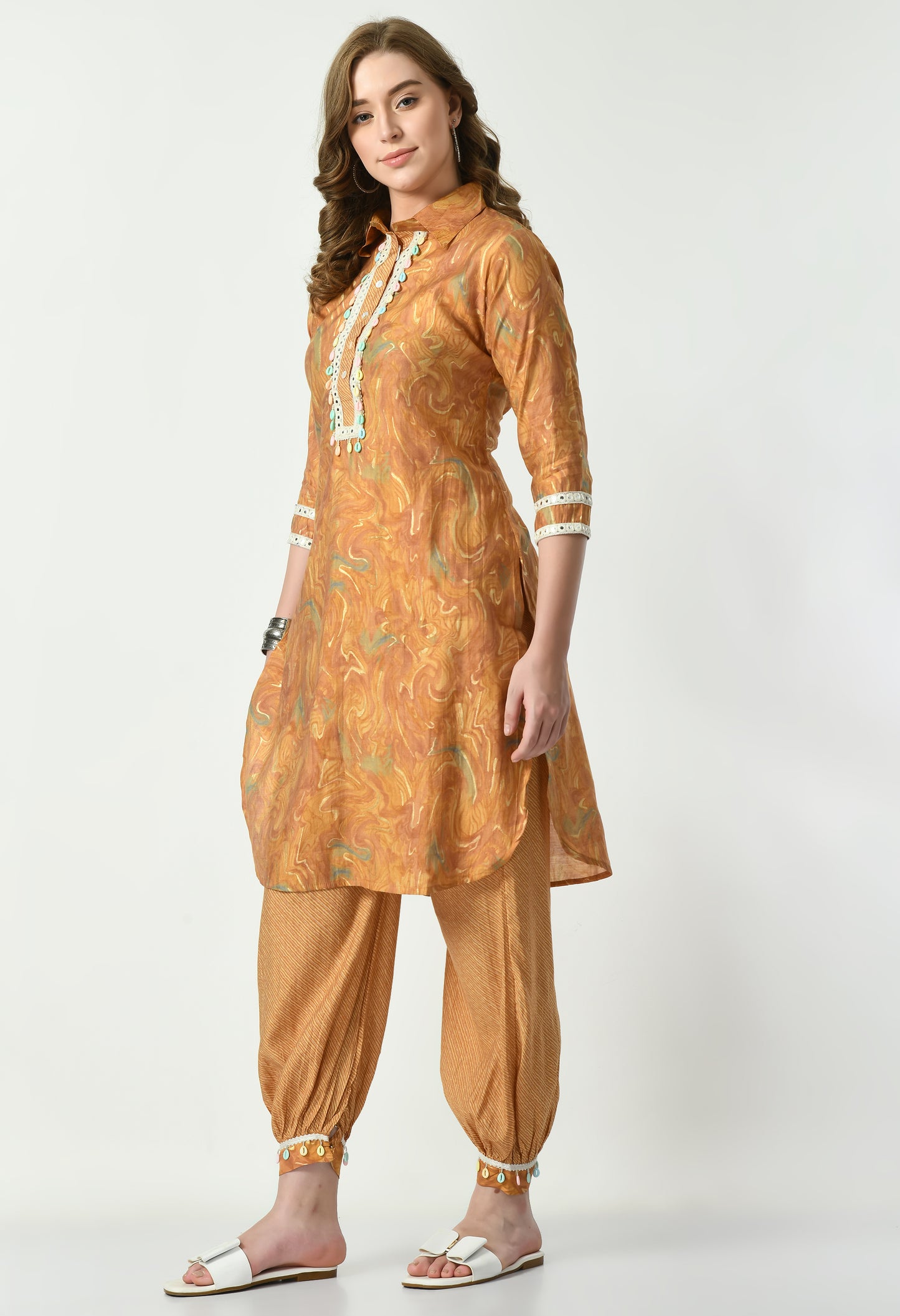 MAURYA Women’s Muslin Pathani Co-Ord Set with Yoke Design