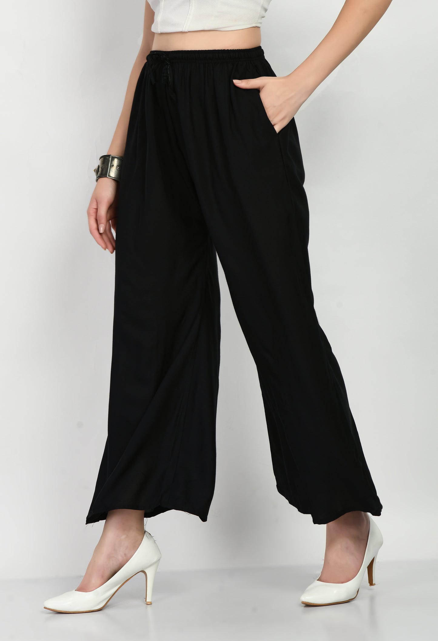 MAURYA Women Solid Rayon Palazzo with Elastic Waist